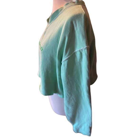 Mendocino The Shirt Company Lime Green Long Sleeve V-Neck Raw Hem Sweatshirt Siz - Picture 7 of 7